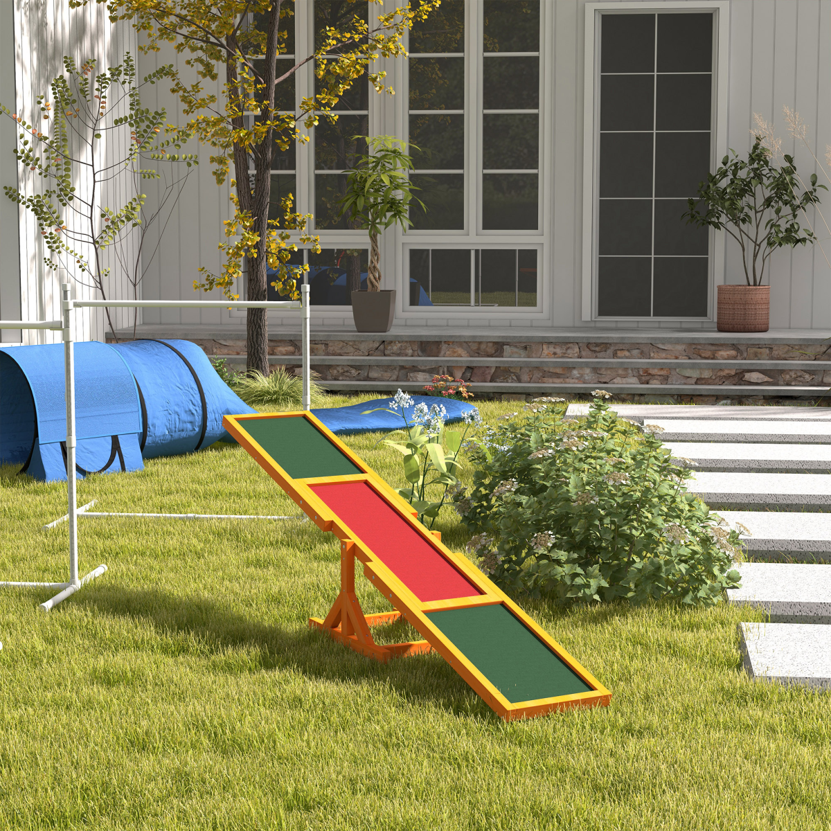 Pawhut Wood Seesaw for Dogs - Training & Outdoor Agility Toy (180cm)