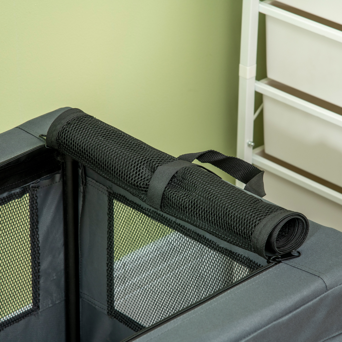 69cm Foldable Pet Carrier with Cushion - Grey Cat & Small Dog Bag