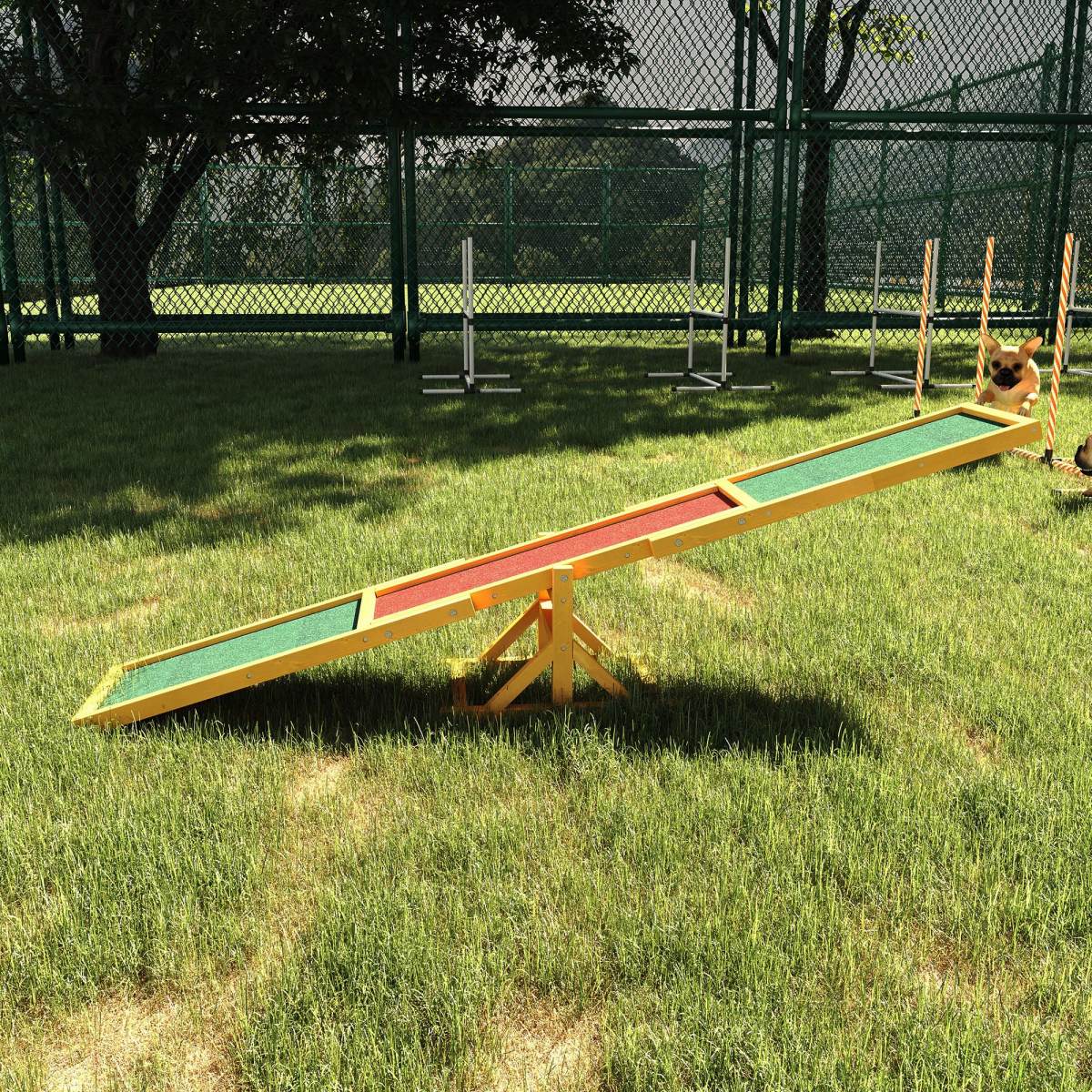 Pawhut Wood Seesaw for Dogs - Training & Outdoor Agility Toy (180cm)