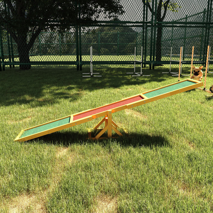 Pawhut Wood Seesaw for Dogs - Training & Outdoor Agility Toy (180cm)