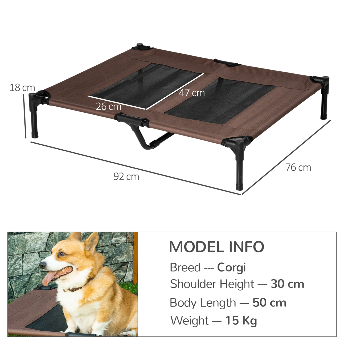 Elevated Pet Bed Cot - Raised, Portable, Waterproof, Breathable Mesh