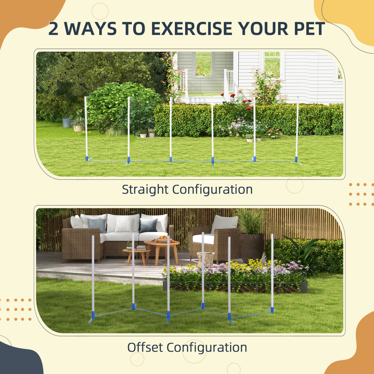 6-Pole Dog Agility Starter Kit - Foldable Outdoor Training Set