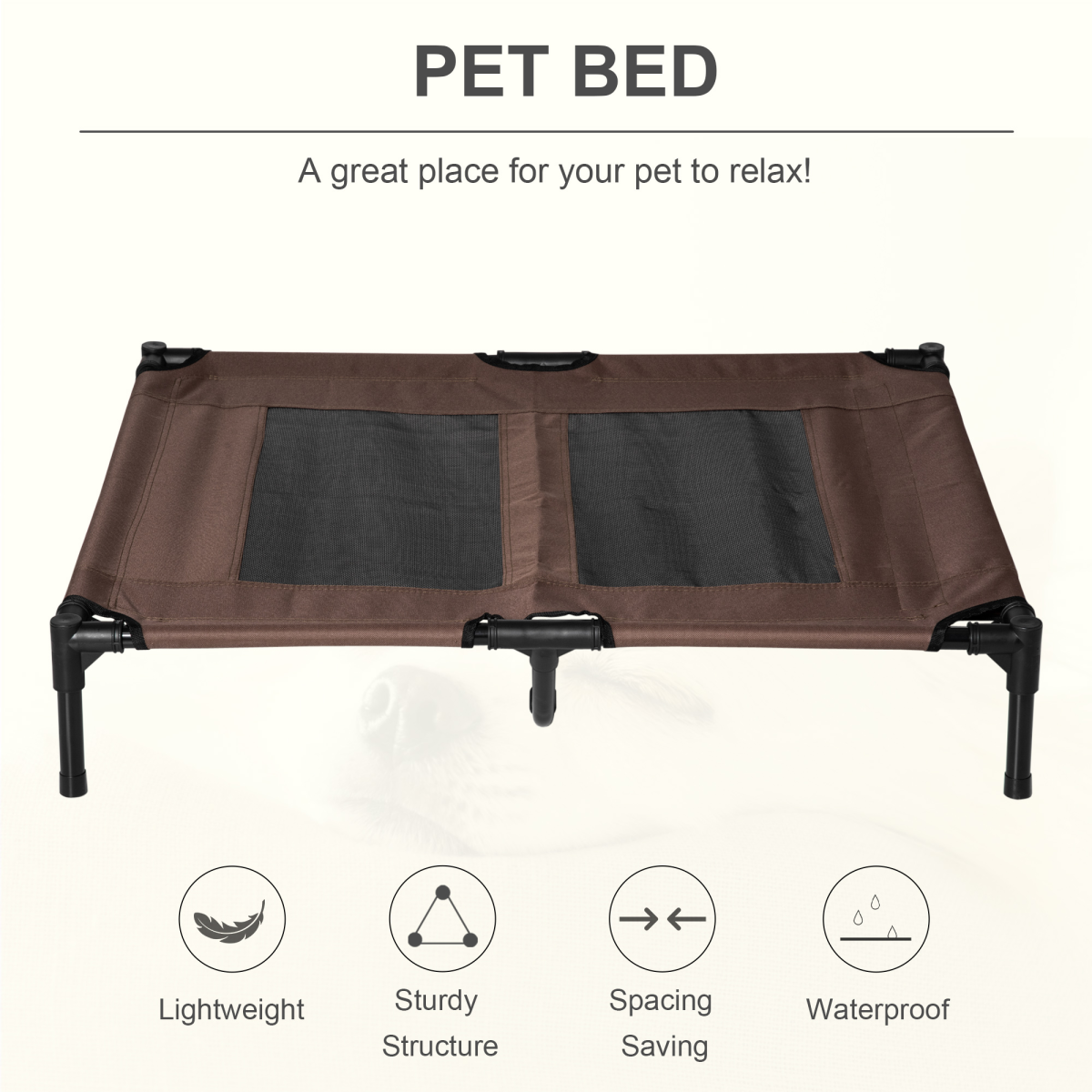 Elevated Pet Bed Cot - Raised, Portable, Waterproof, Breathable Mesh