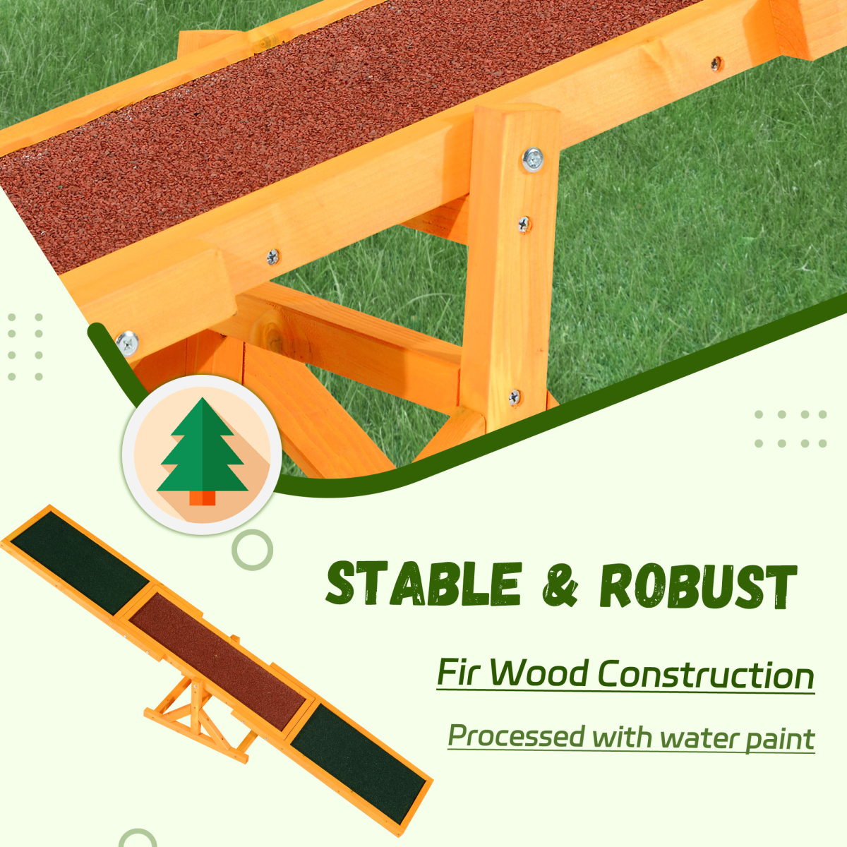 Pawhut Wood Seesaw for Dogs - Training & Outdoor Agility Toy (180cm)