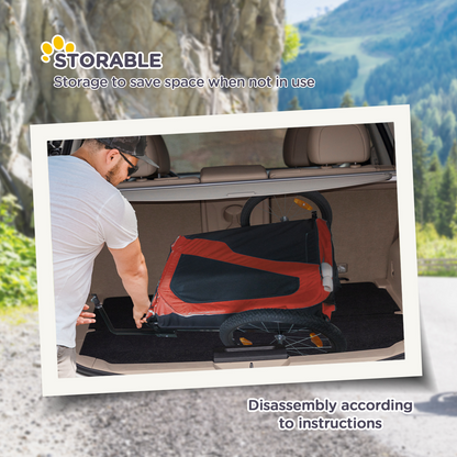 2-in-1 Dog Bike Trailer & Stroller for Large Dogs with Hitch - Red