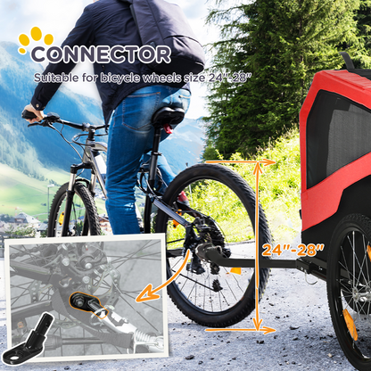 2-in-1 Dog Bike Trailer & Stroller for Large Dogs with Hitch - Red