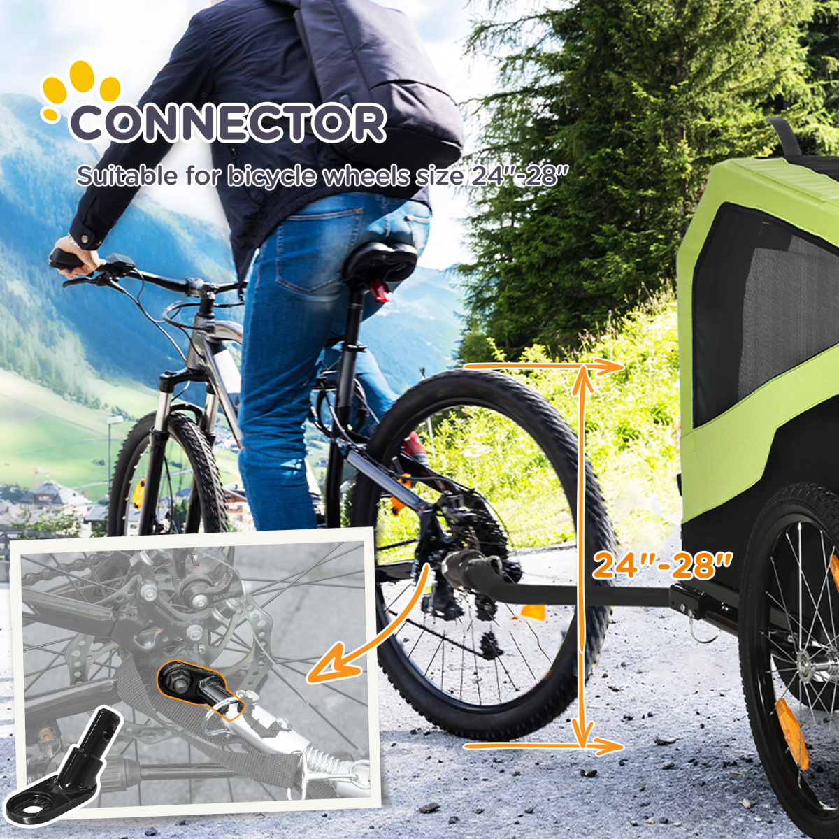 2-in-1 Dog Bike Trailer & Stroller for Large Dogs with Hitch - Green