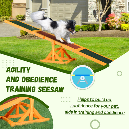 Pawhut Wood Seesaw for Dogs - Training & Outdoor Agility Toy (180cm)