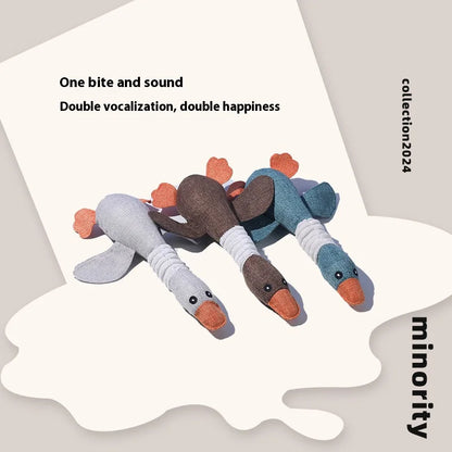 Dogs bite geese with their mouths, making sounds, playing fish, biting pets, cleaning teeth, interactive training for pets Whole