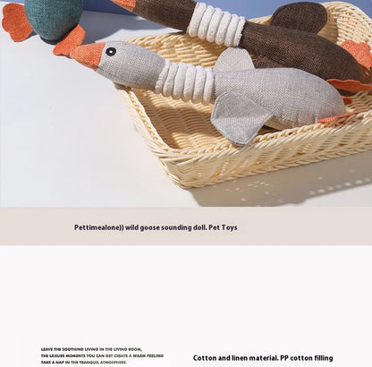 Dogs bite geese with their mouths, making sounds, playing fish, biting pets, cleaning teeth, interactive training for pets Whole